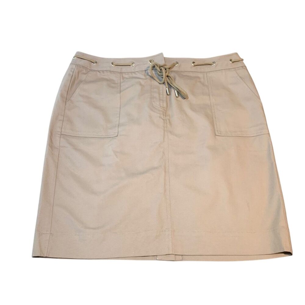 Talbots Womens Khaki Coastal Neutral Cotton Skirt 18 Casual Vacation Travel Boho